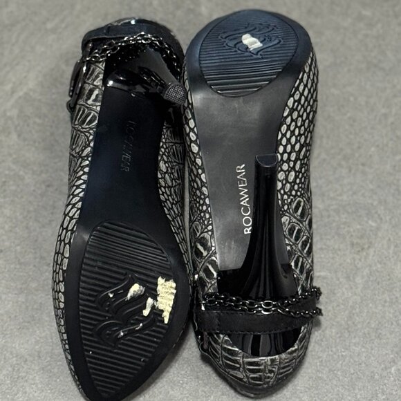 Chic ROCAWEAR Gray Croc-Embossed Heels – Women’s Size 8 – New w/ Partial Tags - Picture 8 of 11
